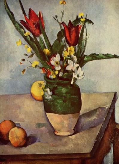 Paul Cezanne Stilleben, Tulpen und apfel Sweden oil painting art